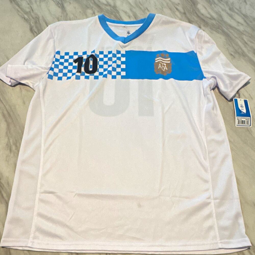AFA Argentina Lionel Messi #10 Soccer Jersey, XL, White/Blue, Official